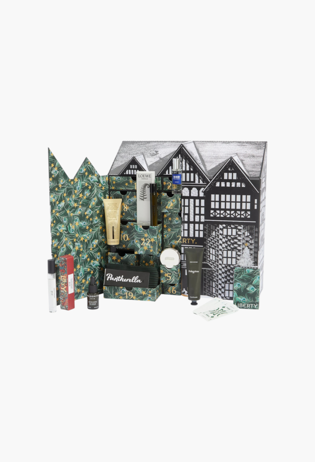 GLAM MODA Men's Advent Calendar 2026 with 25 drawers in Liberty Evelyn Trail print featuring luxury grooming products