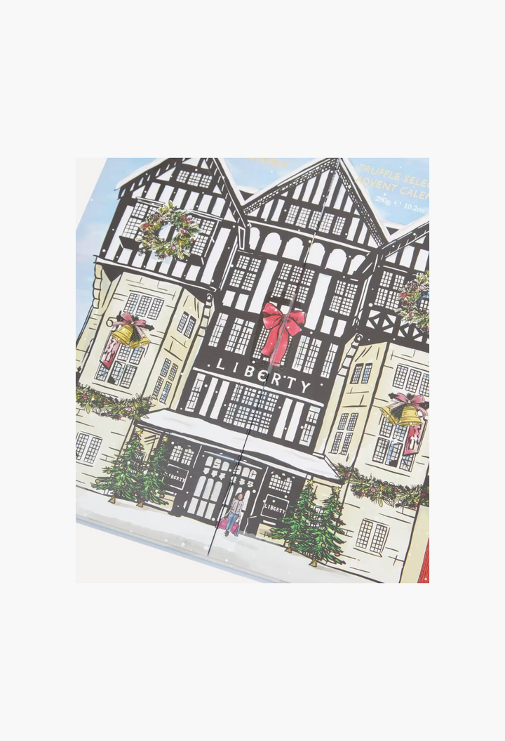 GLAM MODA Liberty Print Truffle Selection Advent Calendar featuring a festive watercolour illustration of the store