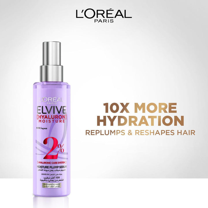 L’Oréal Paris Elvive Hyaluron Plump 2% Moisture Plump Serum with Hyaluronic Acid For Dehydrated Hair - GLAM MODA