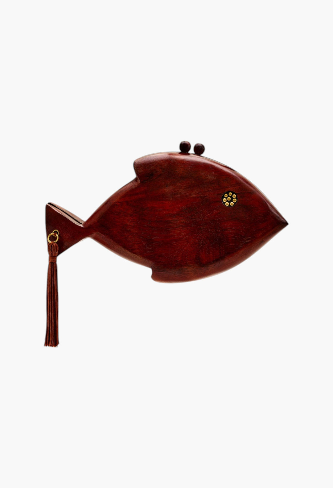 Carved Wooden Fish Clutch - GLAM MODA