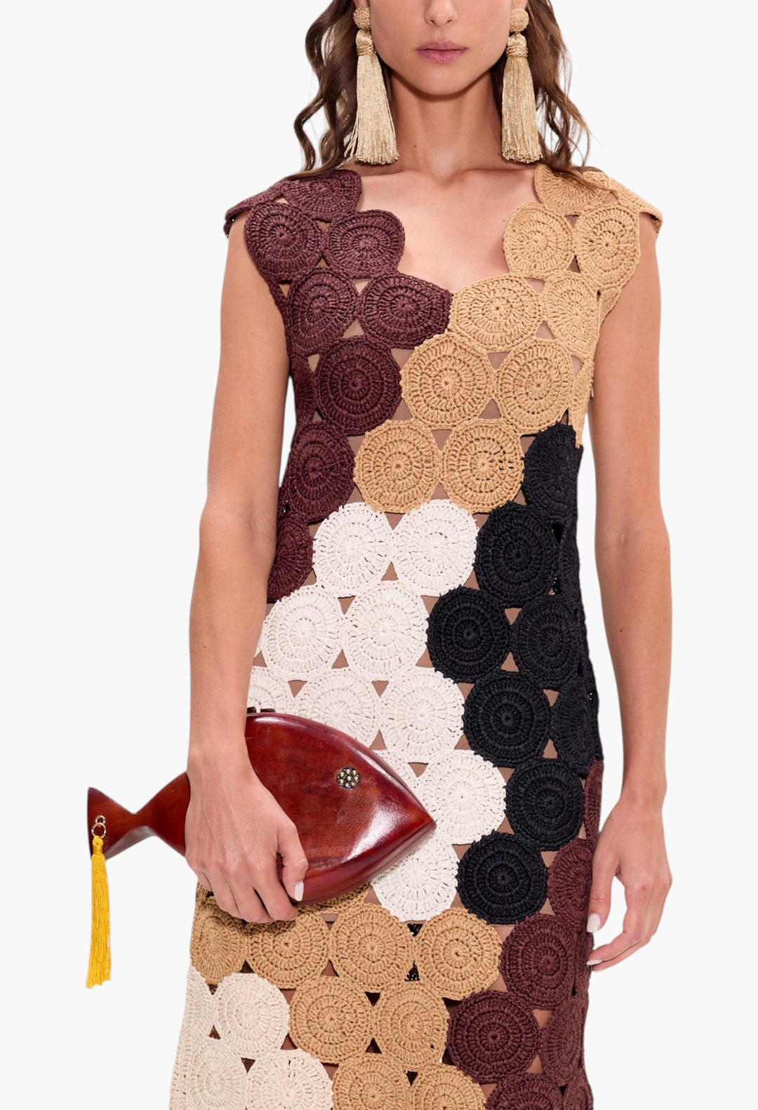 moda crochet dress Dolce & Gabbana Alta Moda Trades Crystals for Crochet