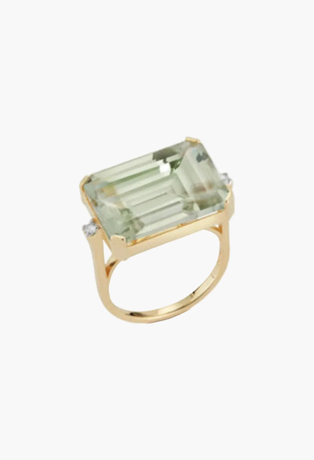East West Green Amethyst Ring