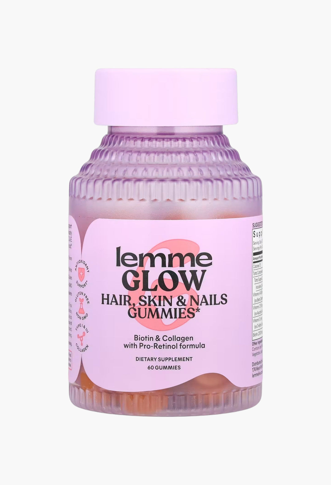 Lemme, Glow, Hair, Skin & Nails Gummies - Peach - GLAM MODA