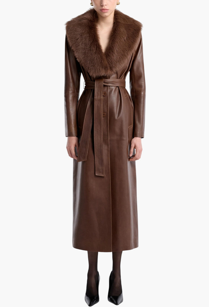 Dakota Glamorous Leather Coat - GLAM MODA
