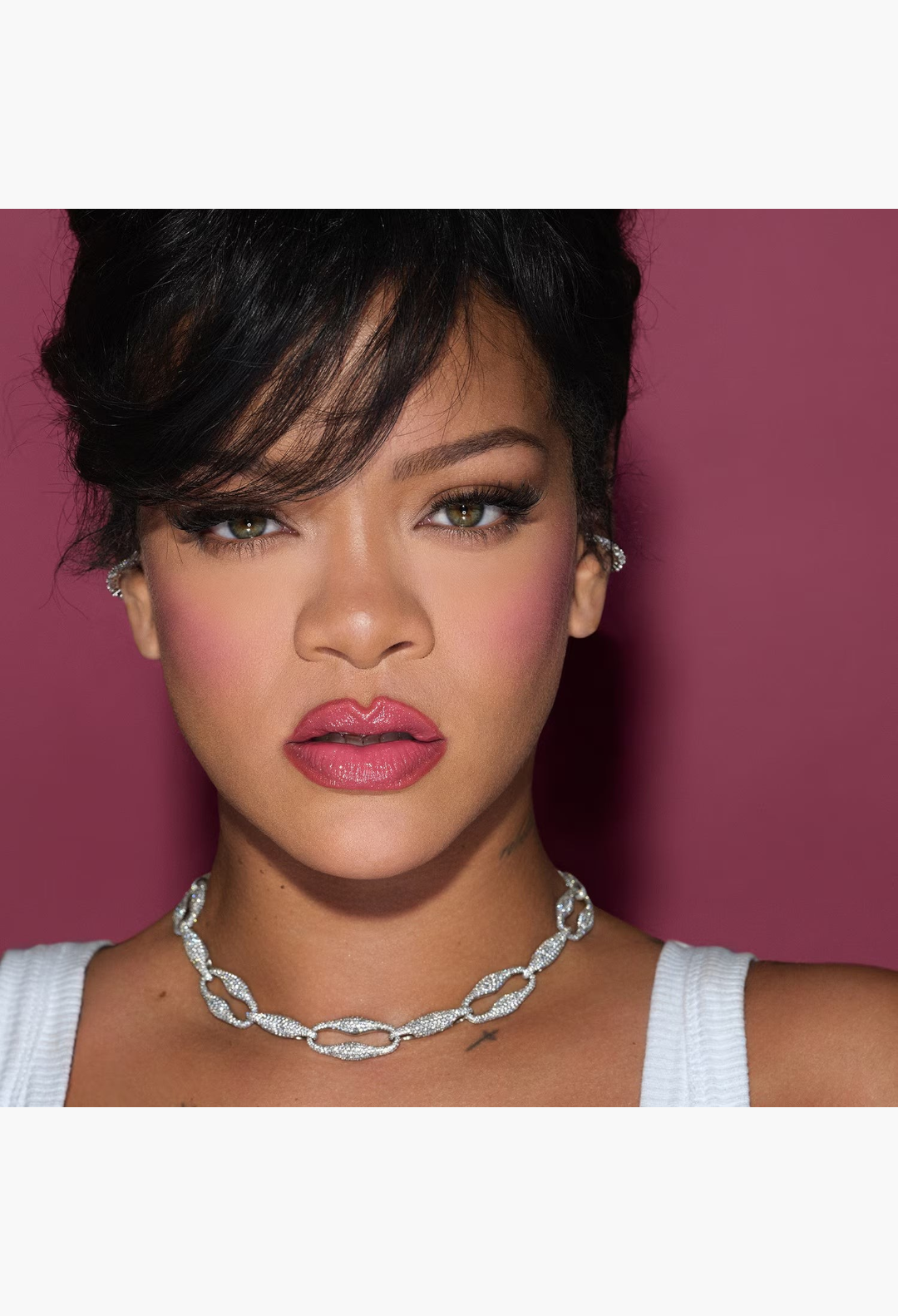 GLAM MODA Shake 'N Play buildable liquid blush on model with a natural blurred finish and soft pink cheeks