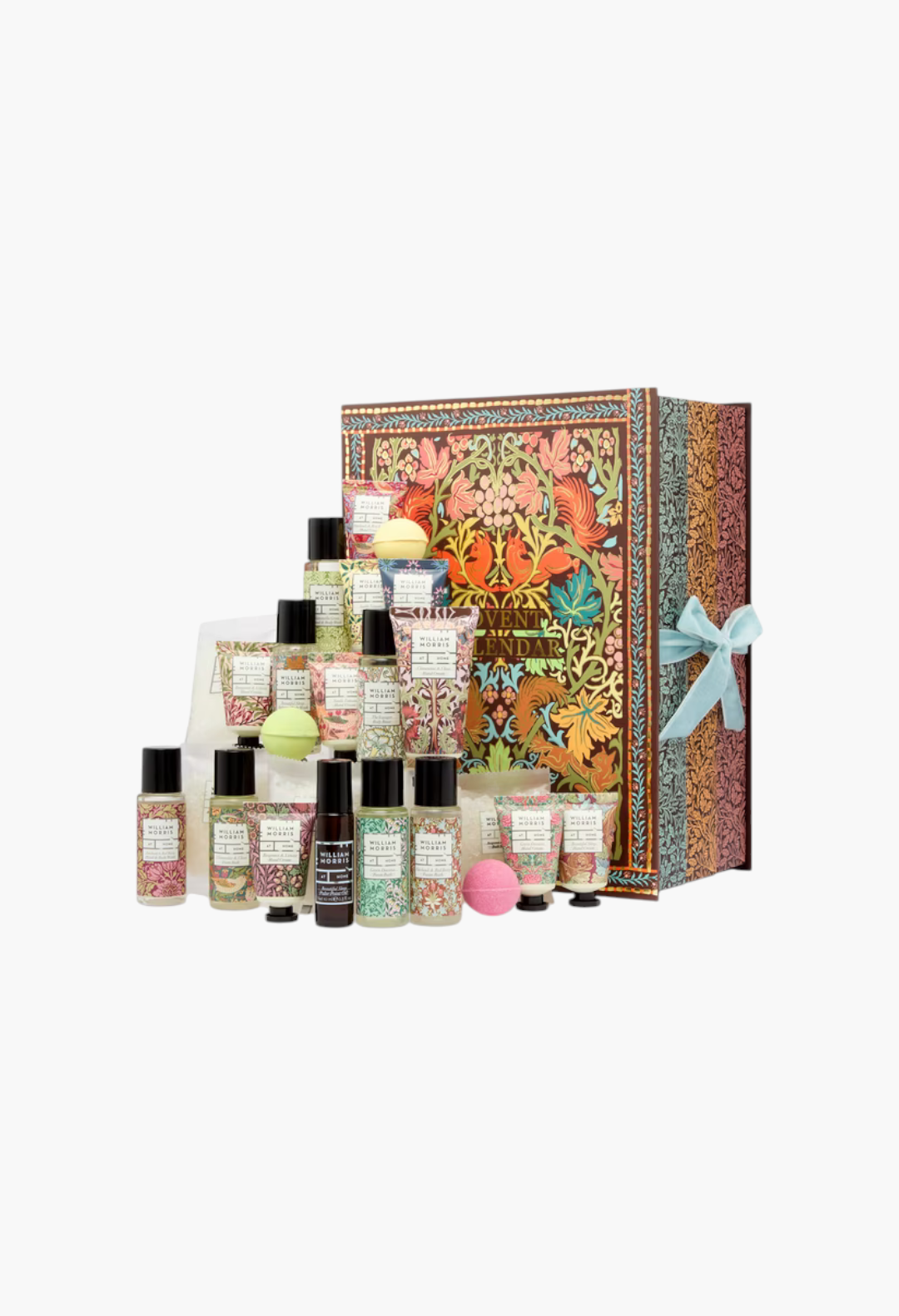 GLAM MODA William Morris At Home 2026 beauty advent calendar featuring 24 vegan bath and body products in floral box