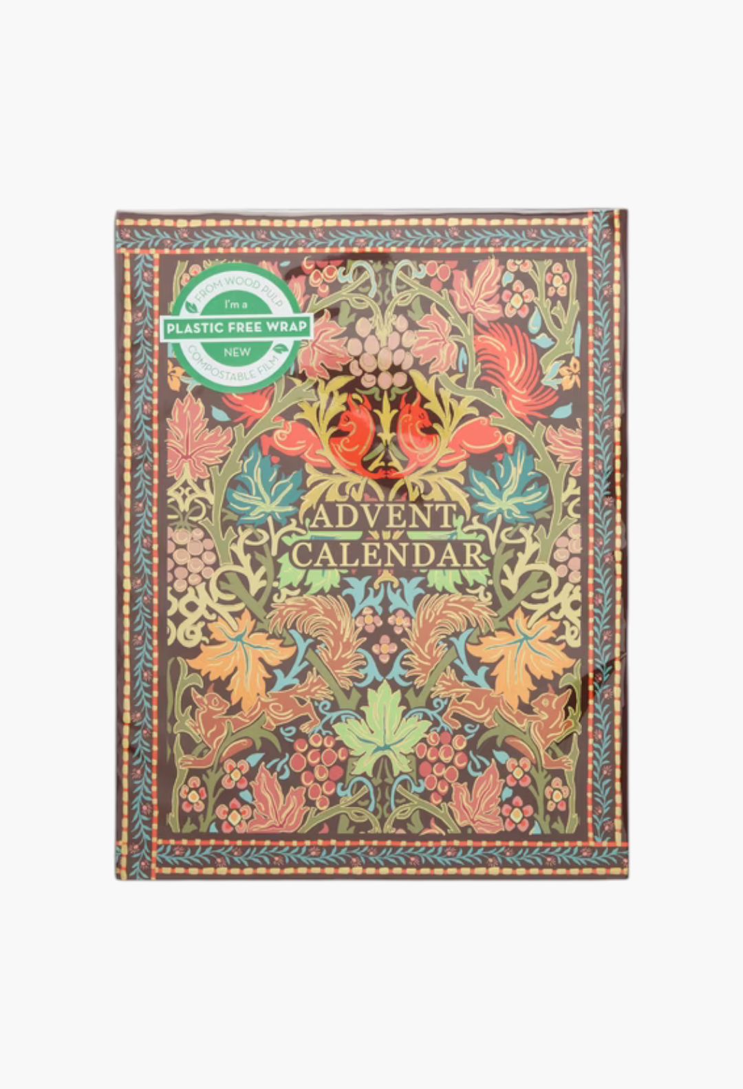 GLAM MODA William Morris At Home 2026 beauty advent calendar with intricate oak and willow squirrel pattern