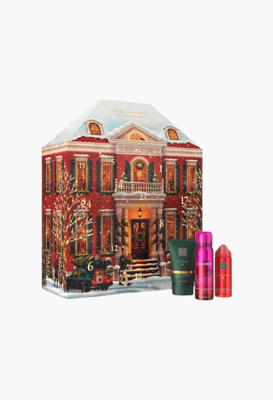 GLAM MODA Rituals Classic Advent Calendar house-shaped box with 24 doors and assorted bath and body care products.