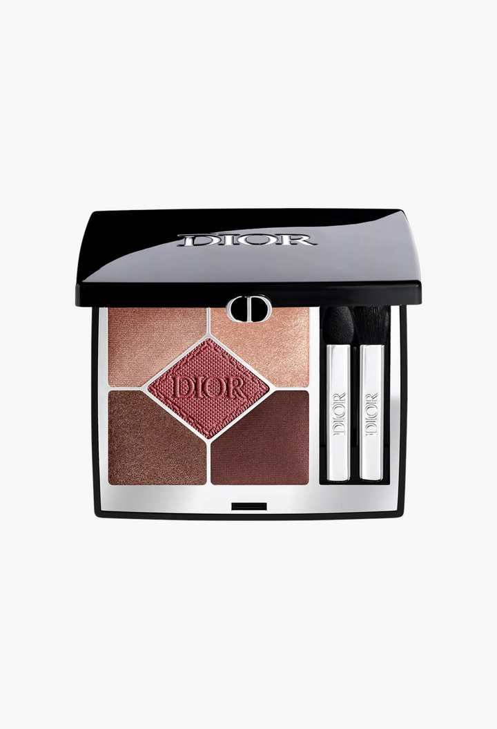 GLAM MODA Diorshow 5 Couleurs Couture Eyeshadow Palette featuring five warm brown and burgundy shades with applicators.