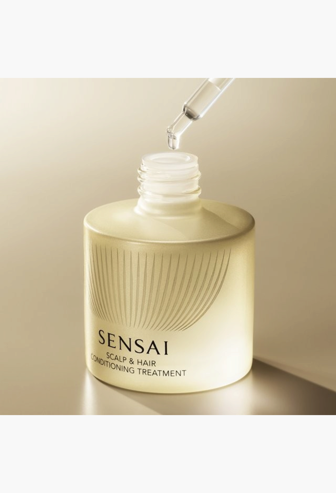 GLAM MODA Sensai Scalp & Hair Conditioning Treatment in a gold bottle with a glass pipette dropper.