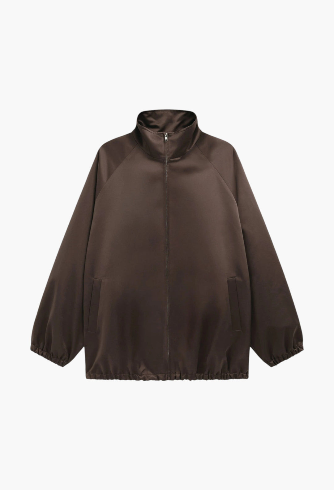 Baxter Satin Track Jacket - Brown - GLAM MODA