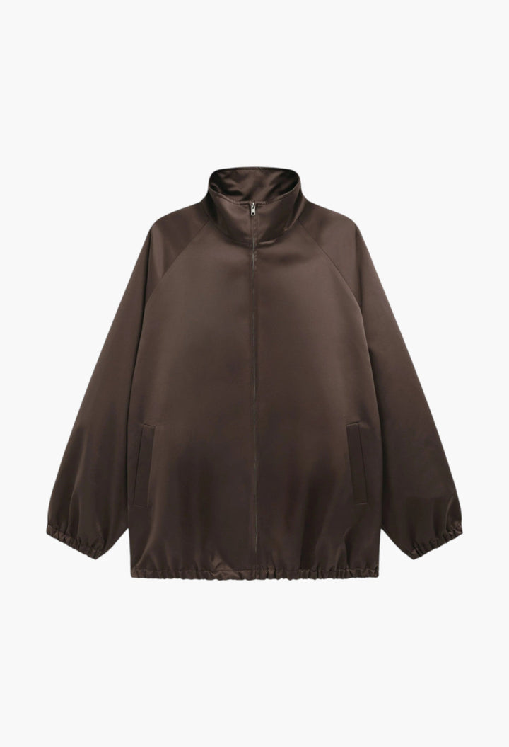Baxter Satin Track Jacket - Brown - GLAM MODA