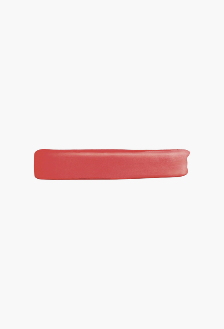 GLAM MODA Yves Saint Laurent The Inks Blurring Matte Liquid Lip Stain swatch in a vibrant coral red shade