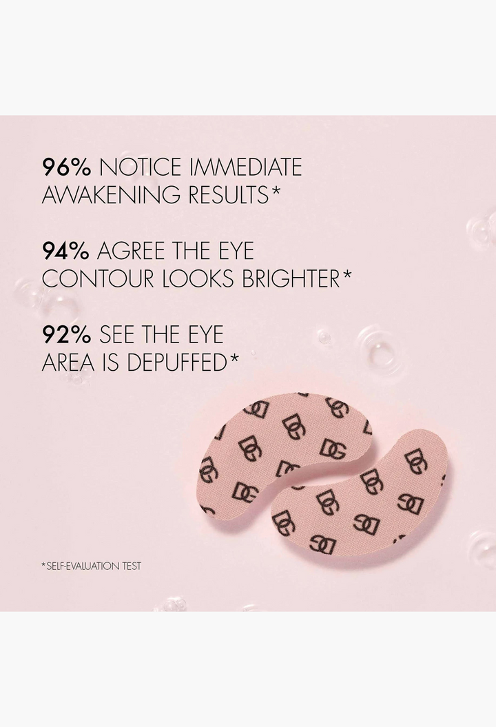 GLAM MODA Dolce & Gabbana caffeine-infused gel eye patches in soft pink with a black DG monogram print