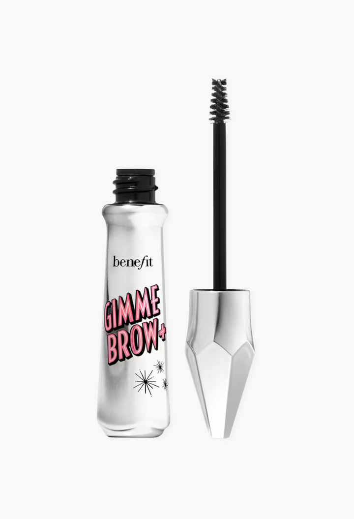 GLAM MODA Benefit Gimme Brow+ tinted volumizing eyebrow gel with a tapered applicator brush for natural brow definition.