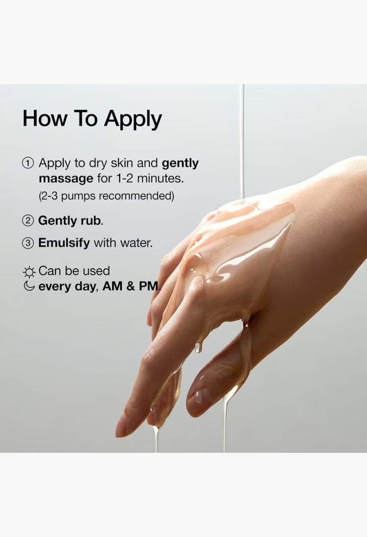 GLAM MODA Anua Heartleaf Pore Control Cleansing Oil being applied to a hand to demonstrate its lightweight texture.