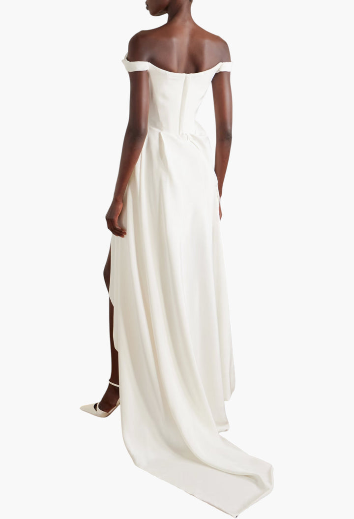 Comet Asymmetric Draped Silk-Cady Mini Dress - GLAM MODA