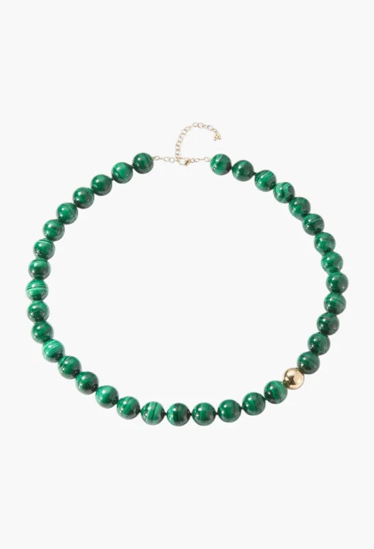 14kt Malachite with Gold Dot Necklace