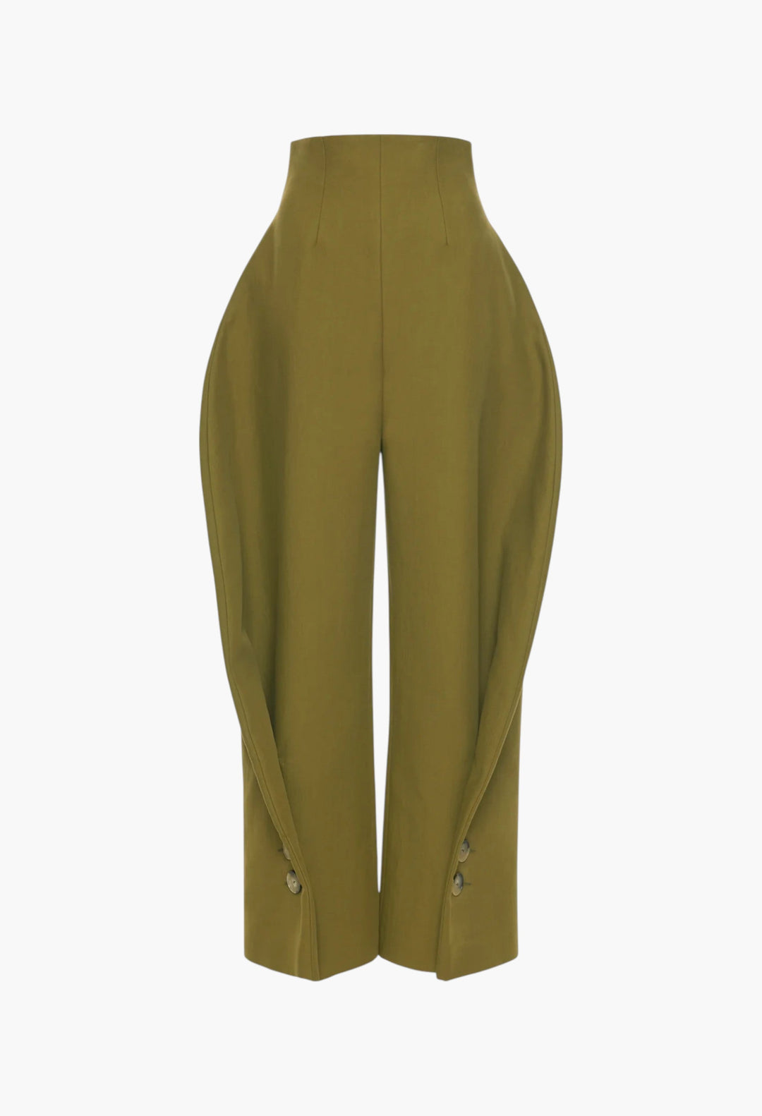 High Rise Rounded Pant Khaki Green - GLAM MODA