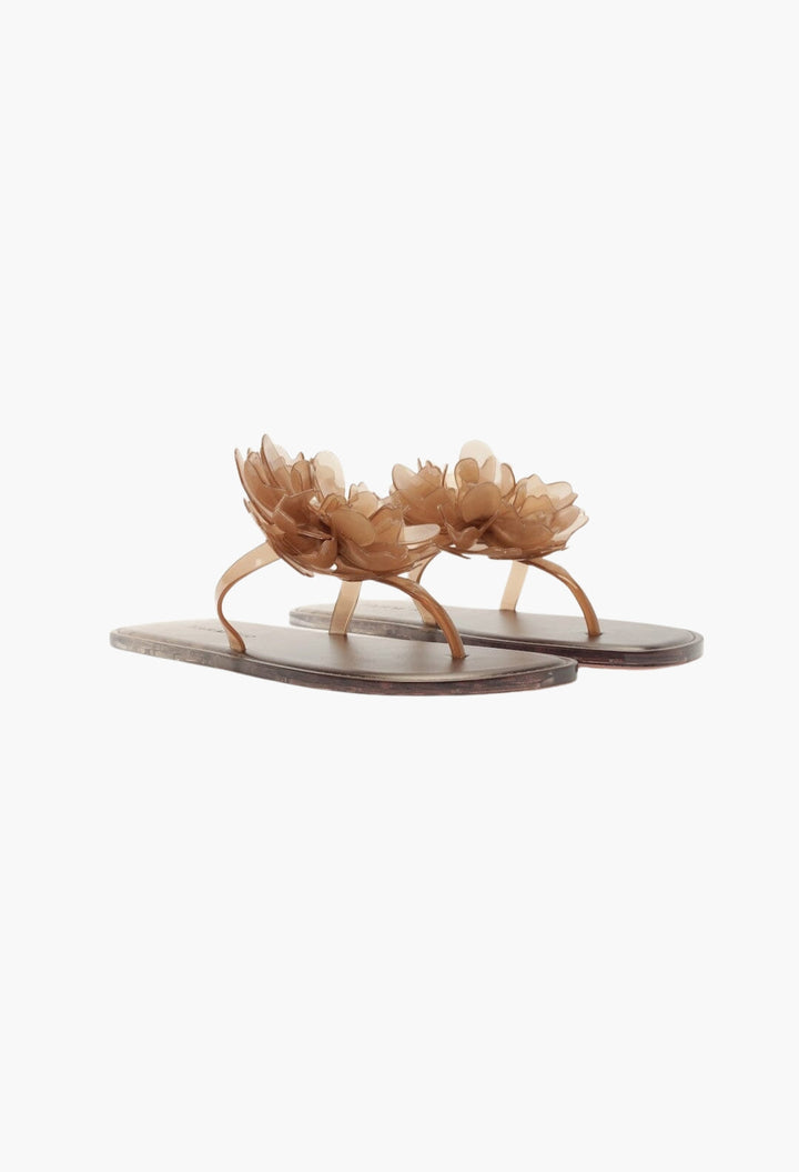 caramel jelly flower flat sandal