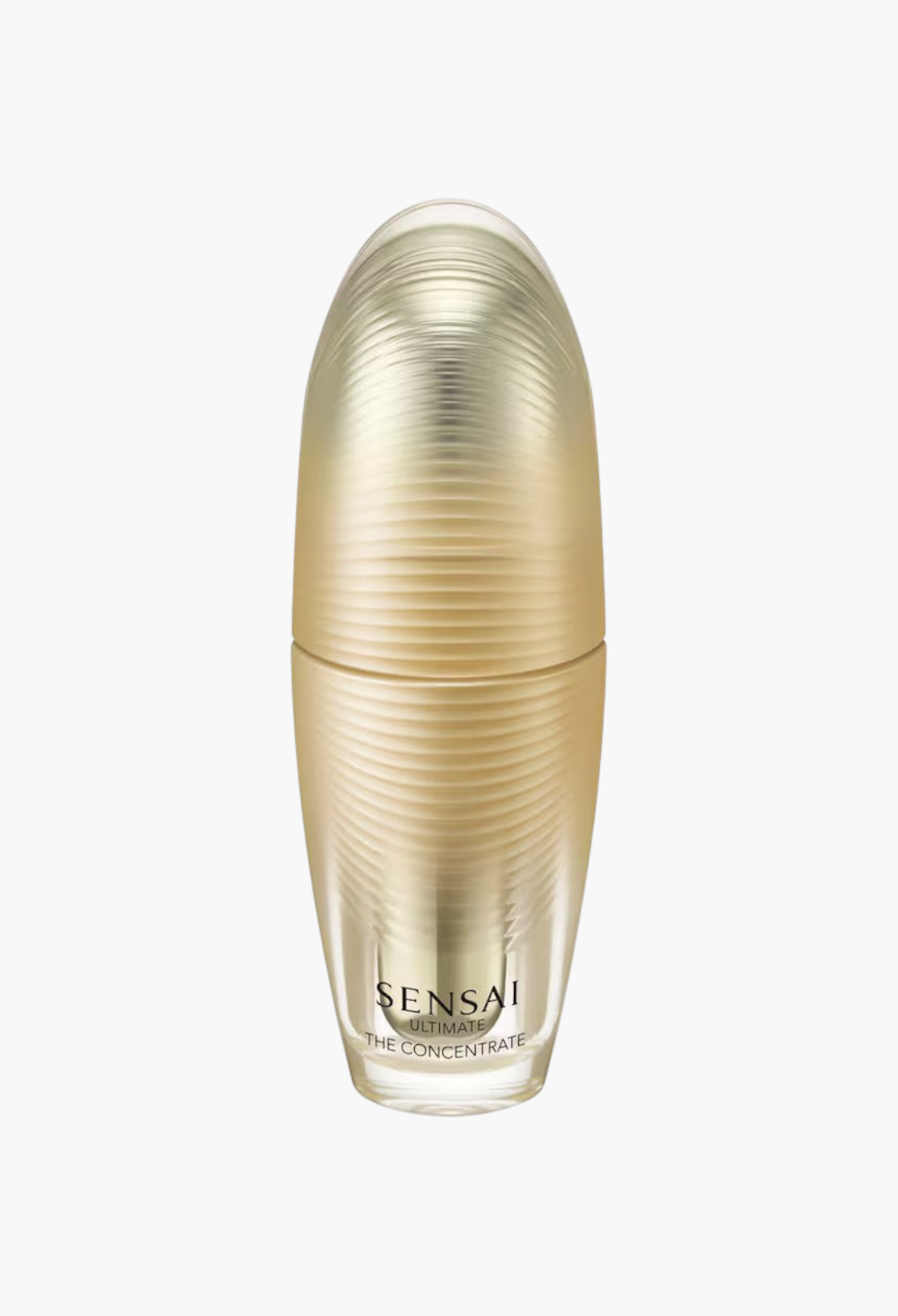 GLAM MODA Sensai Ultimate The Concentrate anti-ageing essence in a sleek gold bottle with a textured cap.