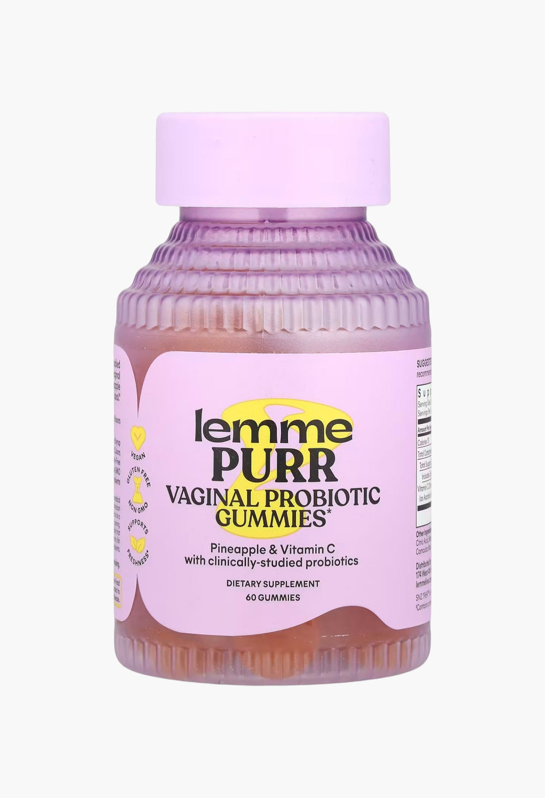 Lemme, Purr, Vaginal Probiotic Gummies, Pineapple, 60 Gummies - GLAM MODA