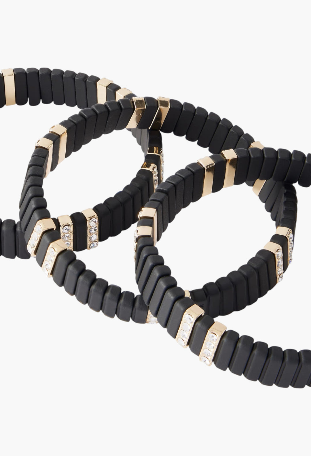 The Touch Of Midnight Set Of Three Gold-Tone Cubic Zirconia Bracelets - GLAM MODA