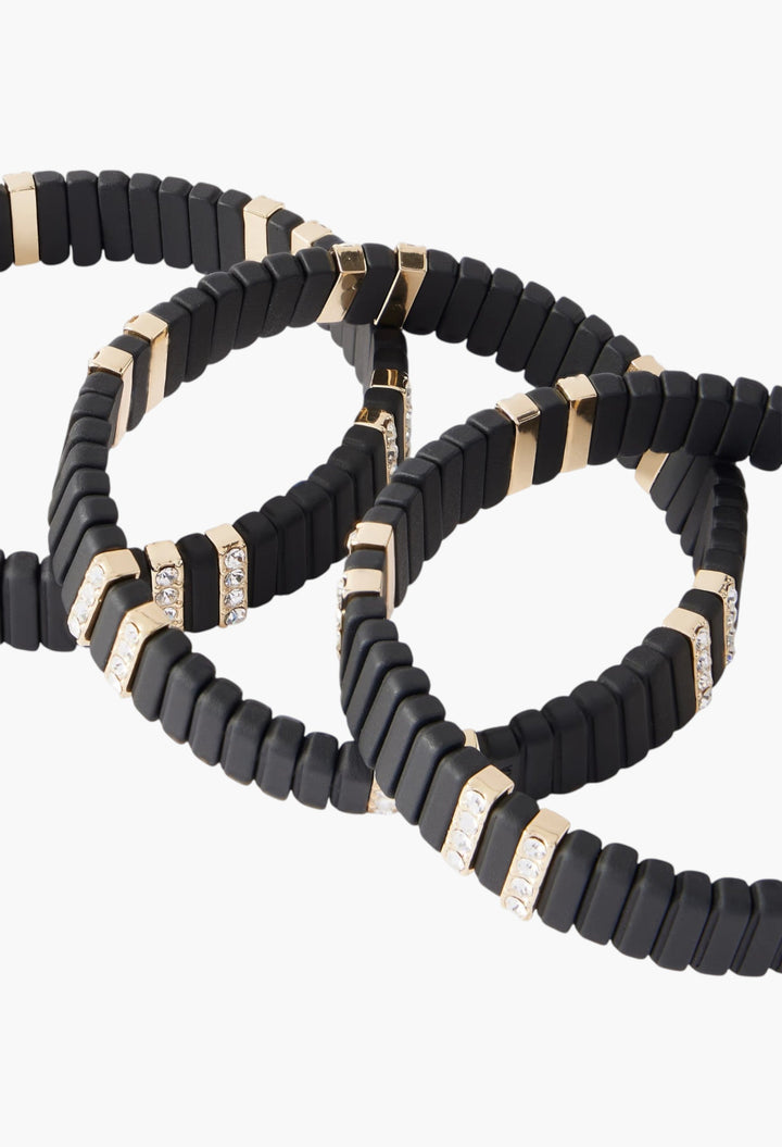 The Touch Of Midnight Set Of Three Gold-Tone Cubic Zirconia Bracelets - GLAM MODA
