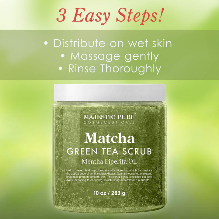 Matcha Green Tea Body Scrub For All Natural Skin Care - Exfoliating Multi Purpose Body And Facial Scrub Moisturizes And Nourishes Face And Skin - 10 Oz - Great Gift For Her - GLAM MODA