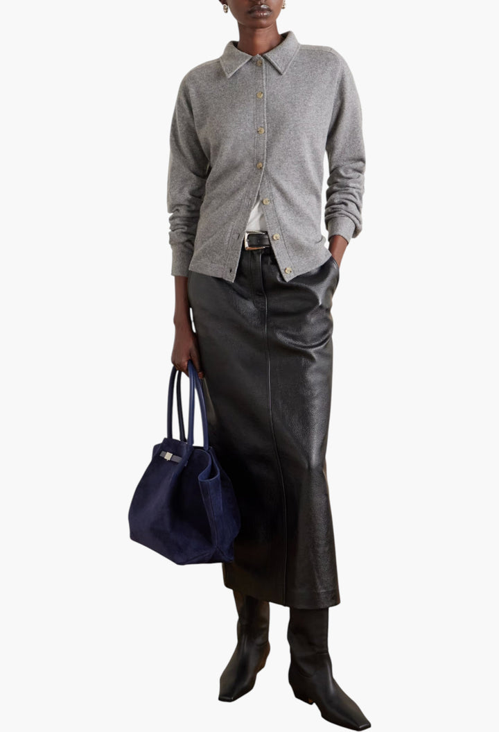 New York Large Leather-Trimmed Suede Tote - GLAM MODA