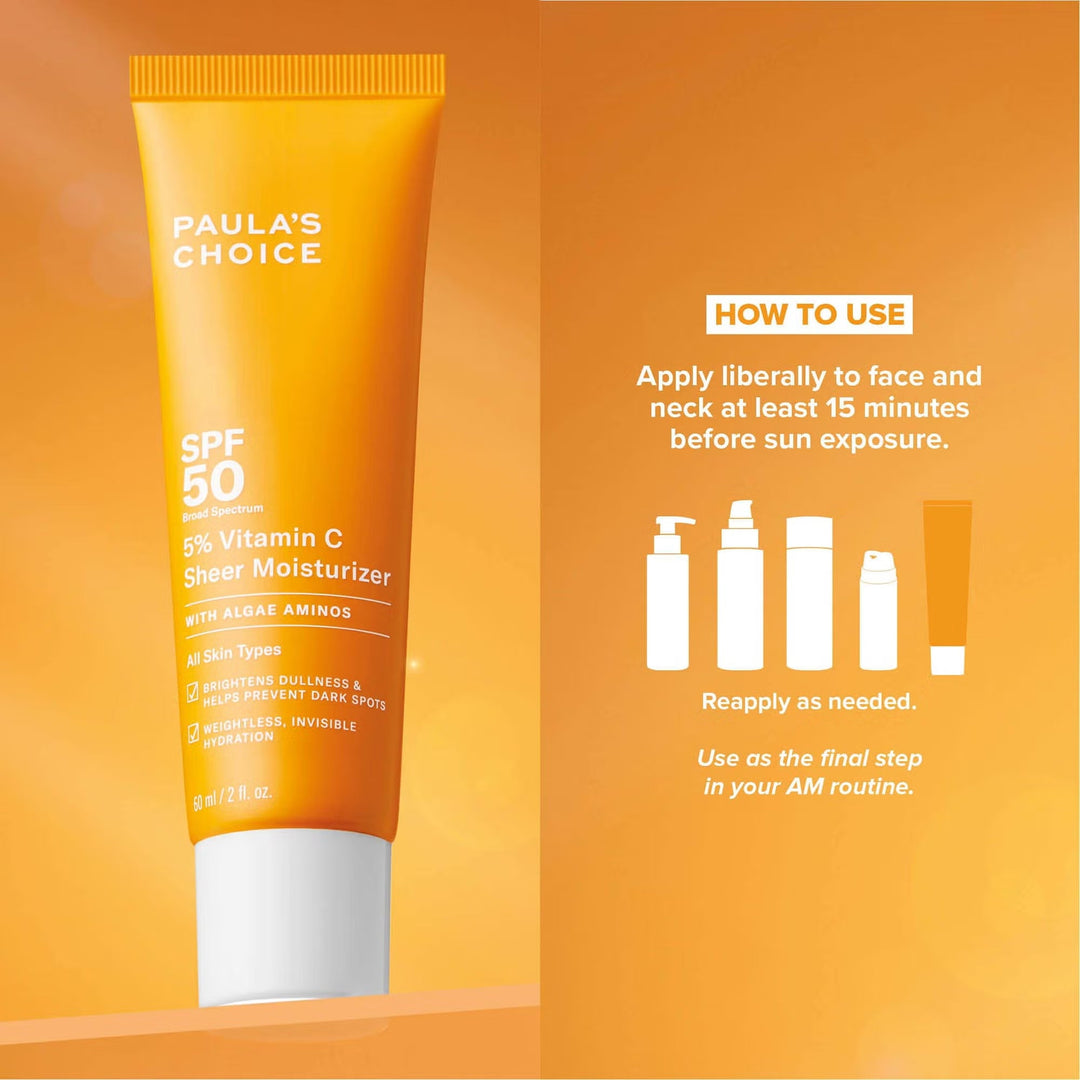 5% Vitamin C Sheer Moisturiser SPF 50 60ml - GLAM MODA