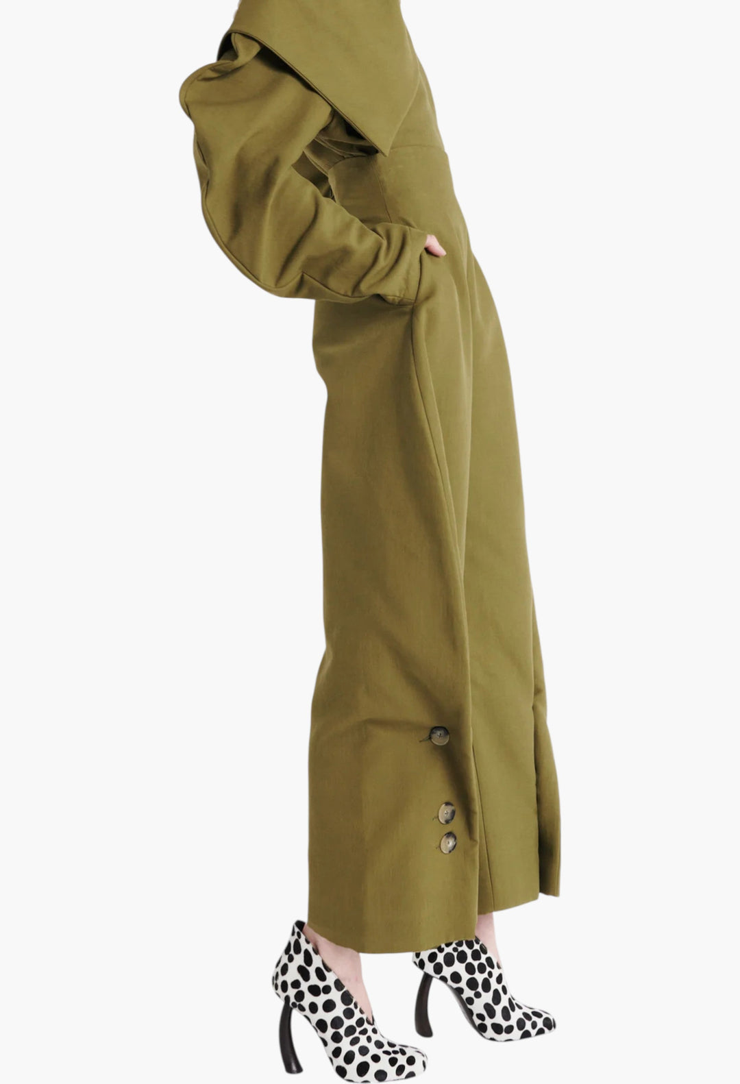 High Rise Rounded Pant Khaki Green - GLAM MODA
