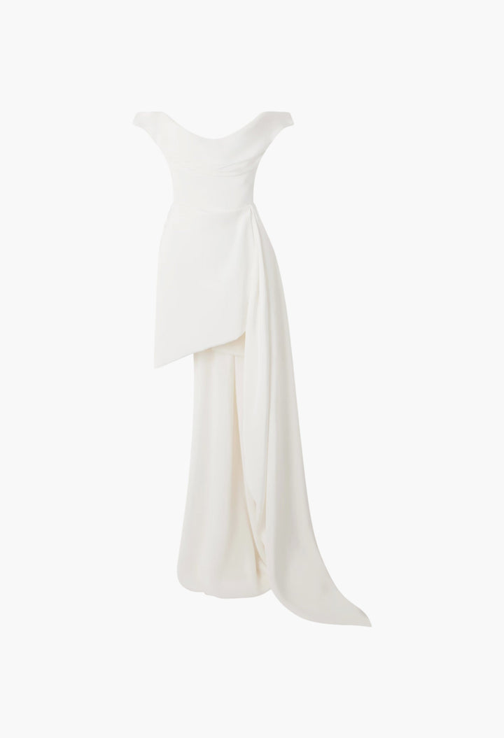 Comet Asymmetric Draped Silk-Cady Mini Dress - GLAM MODA