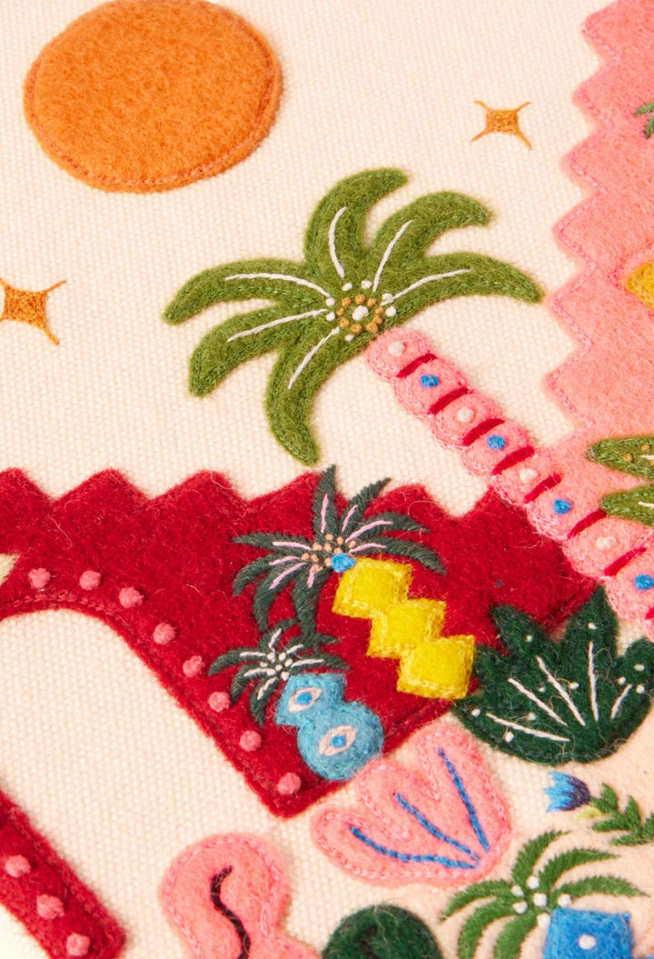 Tropic Vibes Embroidered Appliquéd Cotton, Wool And Silk-Blend Canvas Clutch - GLAM MODA