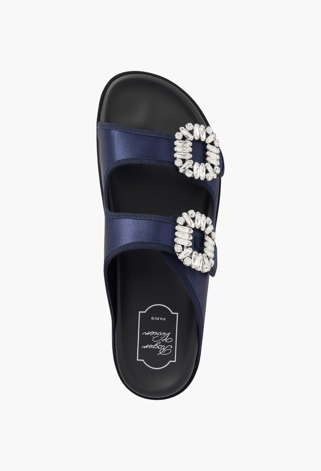 Slidy Viv Crystal-Embellished Grosgrain-Trimmed Satin Slides - GLAM MODA