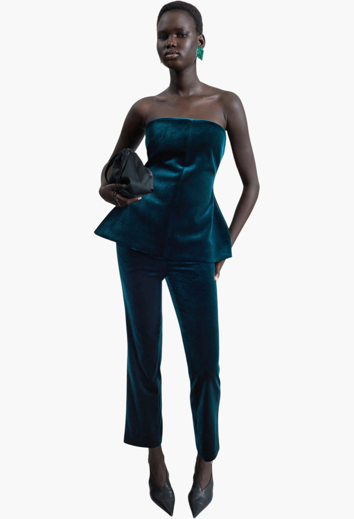 Laila Velvet Hourglass Bustier - Deep Green - GLAM MODA