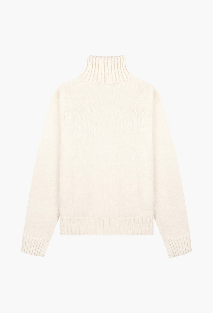 USA Knitted Turtleneck - Ecru/Navy - GLAM MODA