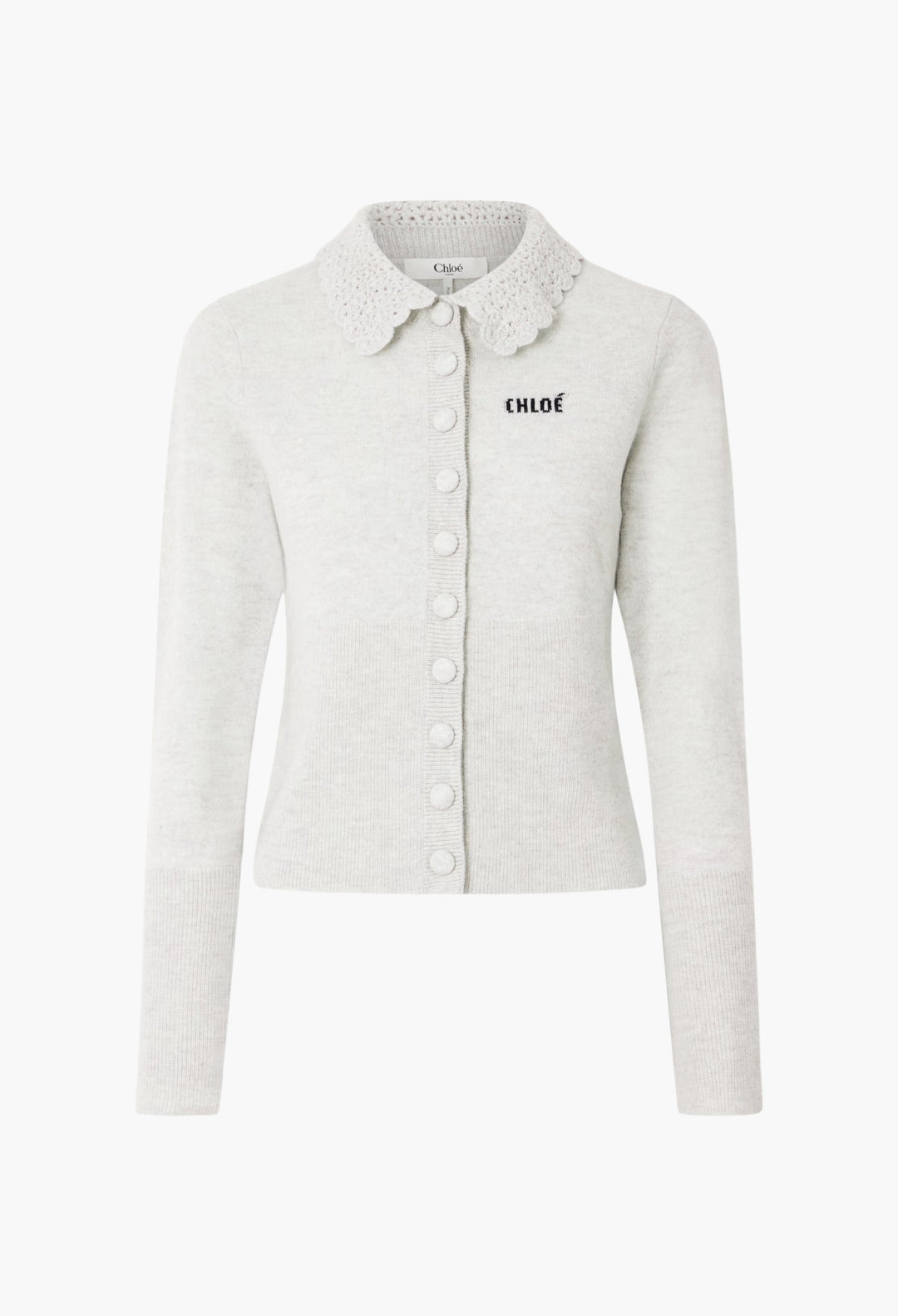 Crochet-Trimmed Logo-Detailed Wool Cardigan - GLAM MODA