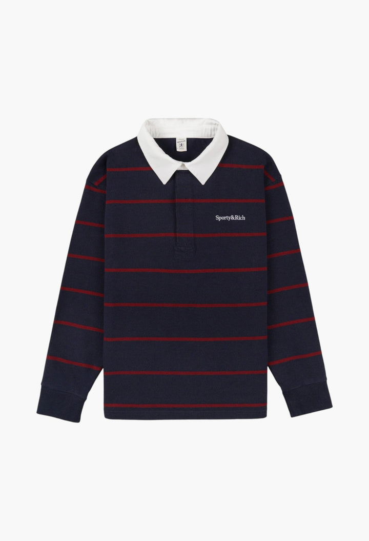 Serif Logo Rugby Polo Men - Dark Navy/White/Merlot - GLAM MODA