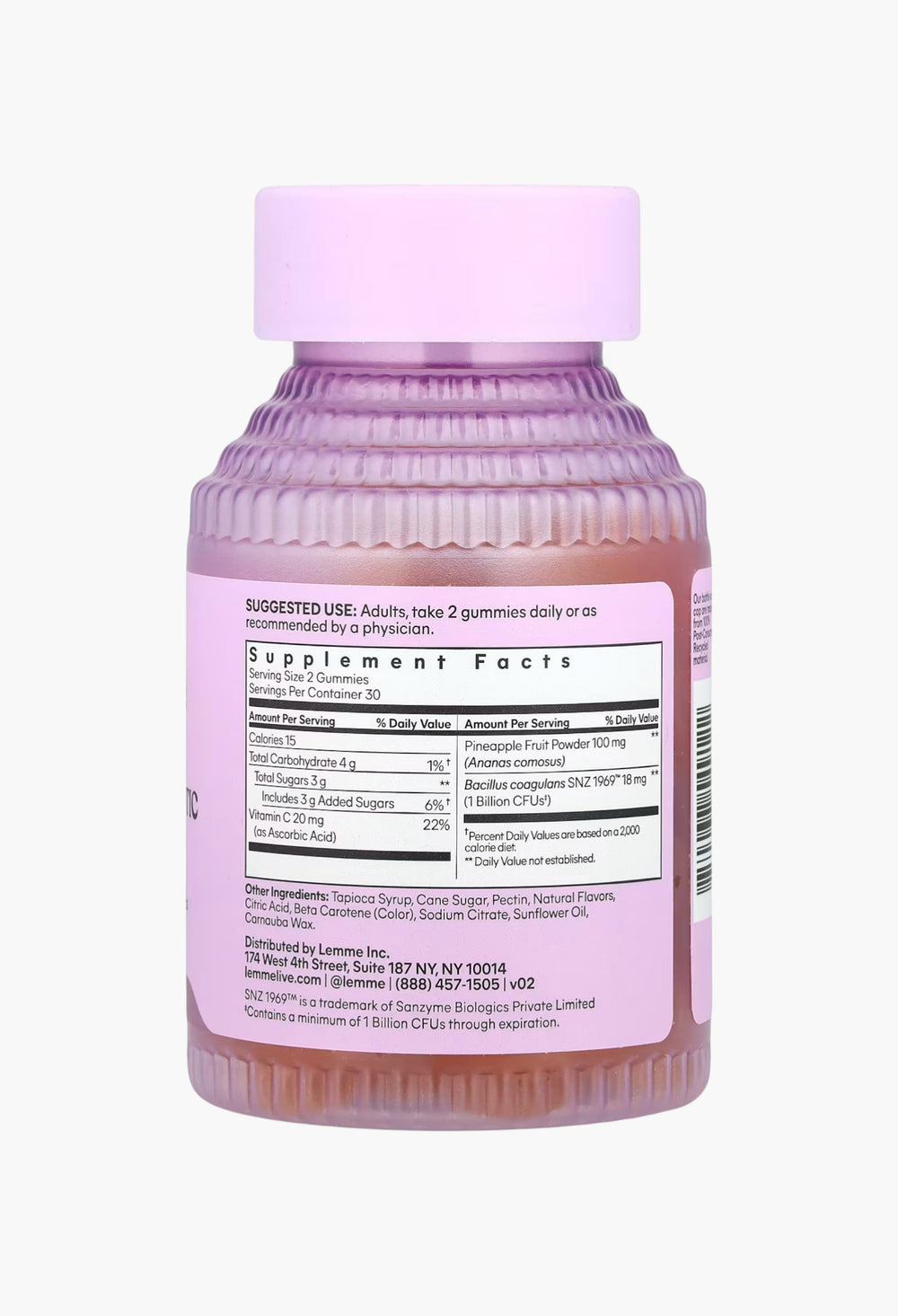 Lemme, Purr, Vaginal Probiotic Gummies, Pineapple, 60 Gummies - GLAM MODA