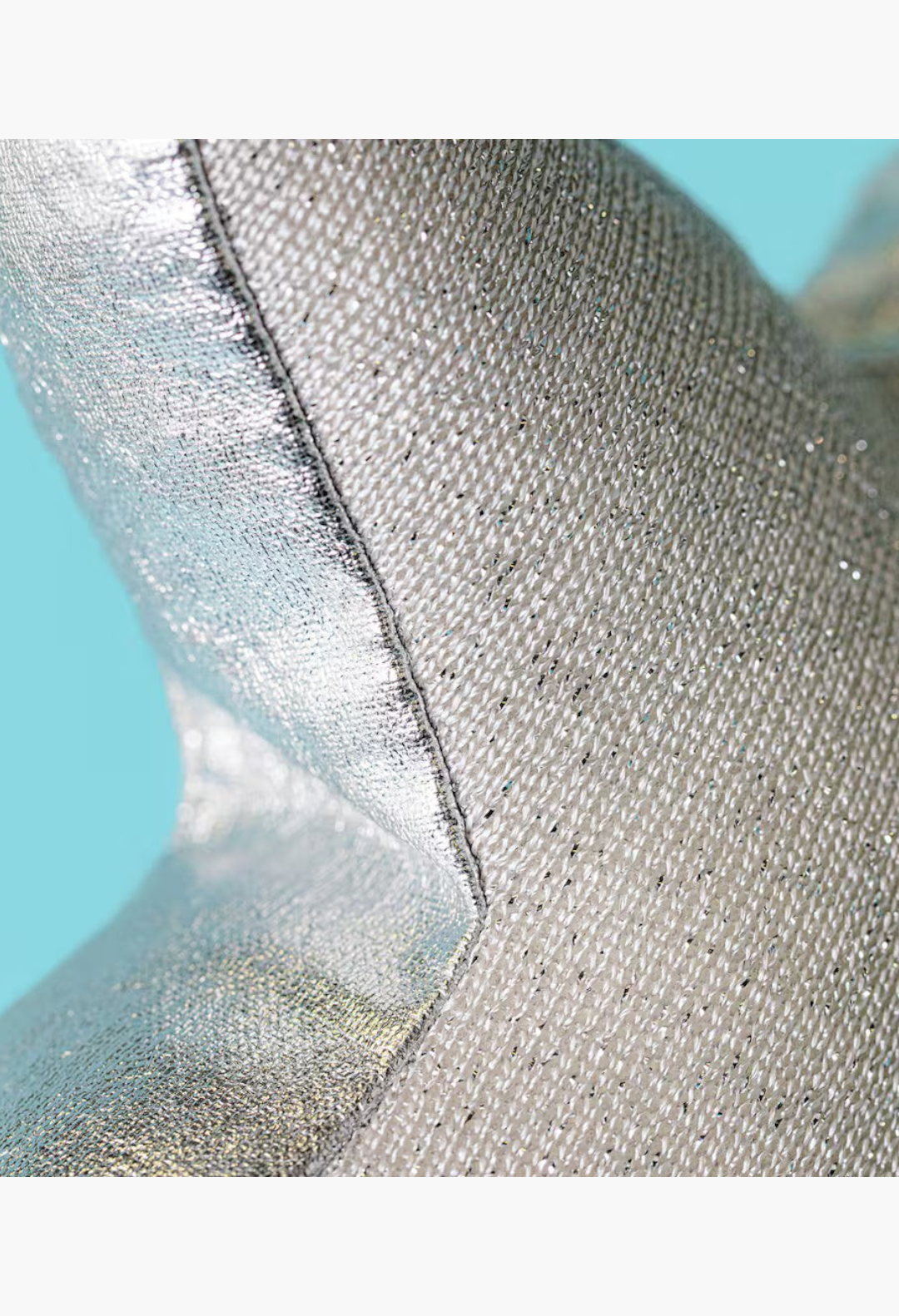Close-up of the GLAM MODA Amuseables Silver Star plush toy showing the textured glittery jersey and metallic fabric