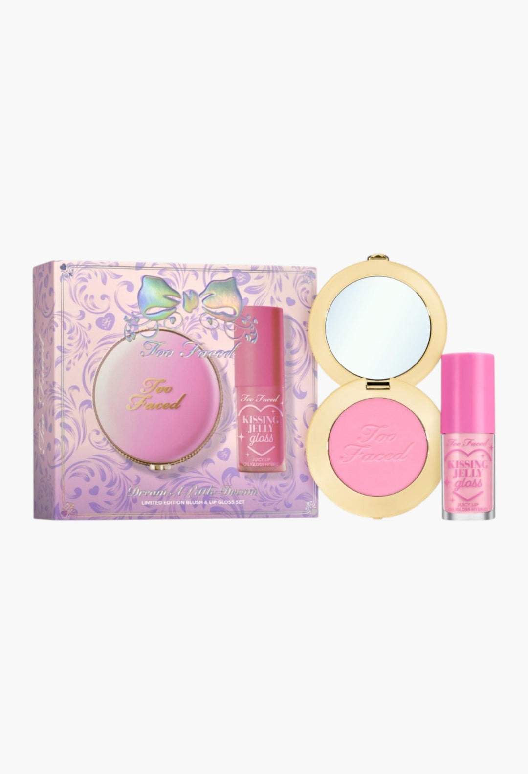 Too Faced Dream A Little Dream Blush & Lip Gloss Set | Cloud Crush Powder Blush + Kissing Jelly Lip Oil With Sheer Coverage, Gift Set - GLAM MODA