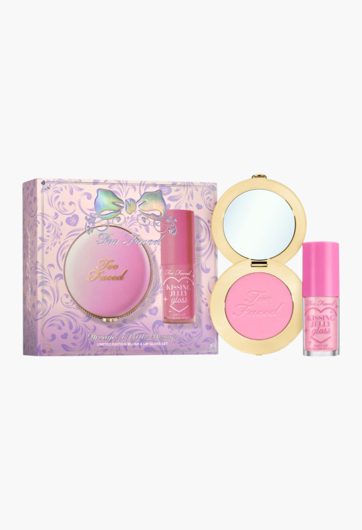 Too Faced Dream A Little Dream Blush & Lip Gloss Set | Cloud Crush Powder Blush + Kissing Jelly Lip Oil With Sheer Coverage, Gift Set - GLAM MODA