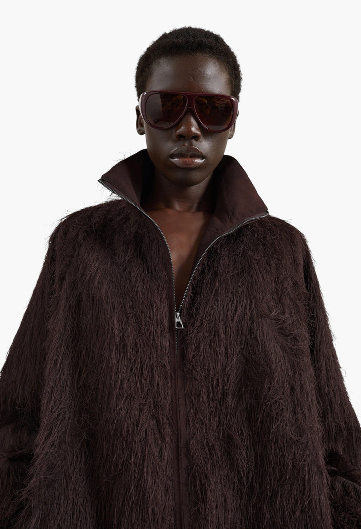 Baxter Fringed Track Jacket - Dark Brown - GLAM MODA
