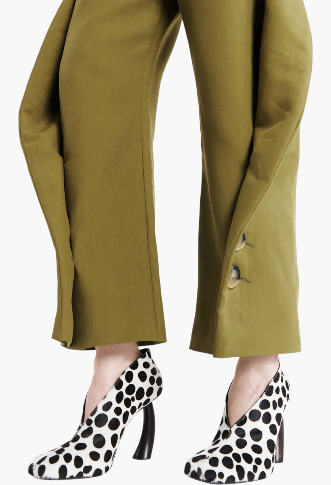 High Rise Rounded Pant Khaki Green - GLAM MODA