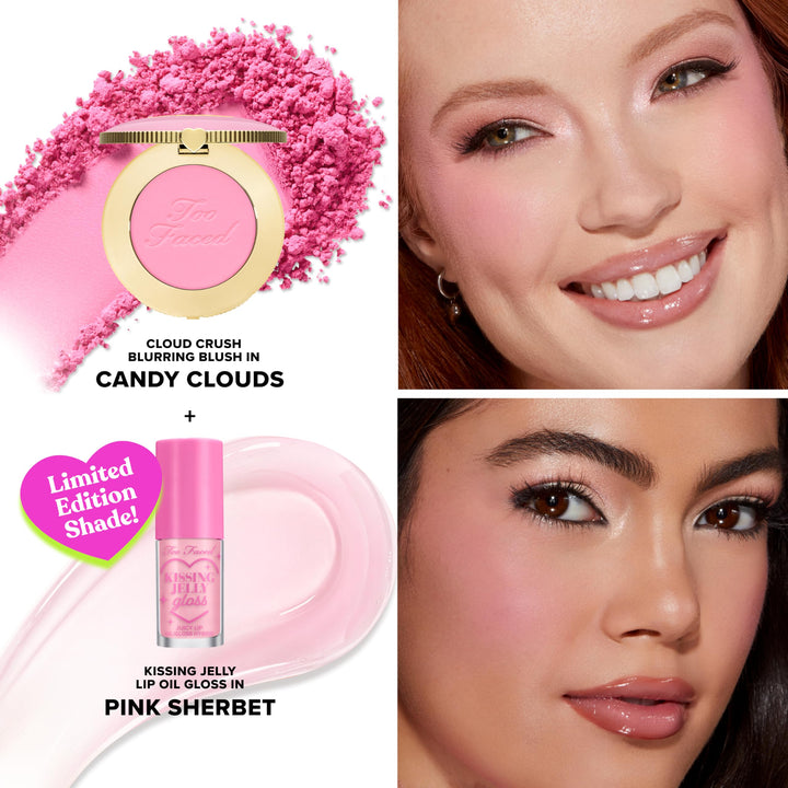 Too Faced Dream A Little Dream Blush & Lip Gloss Set | Cloud Crush Powder Blush + Kissing Jelly Lip Oil With Sheer Coverage, Gift Set - GLAM MODA