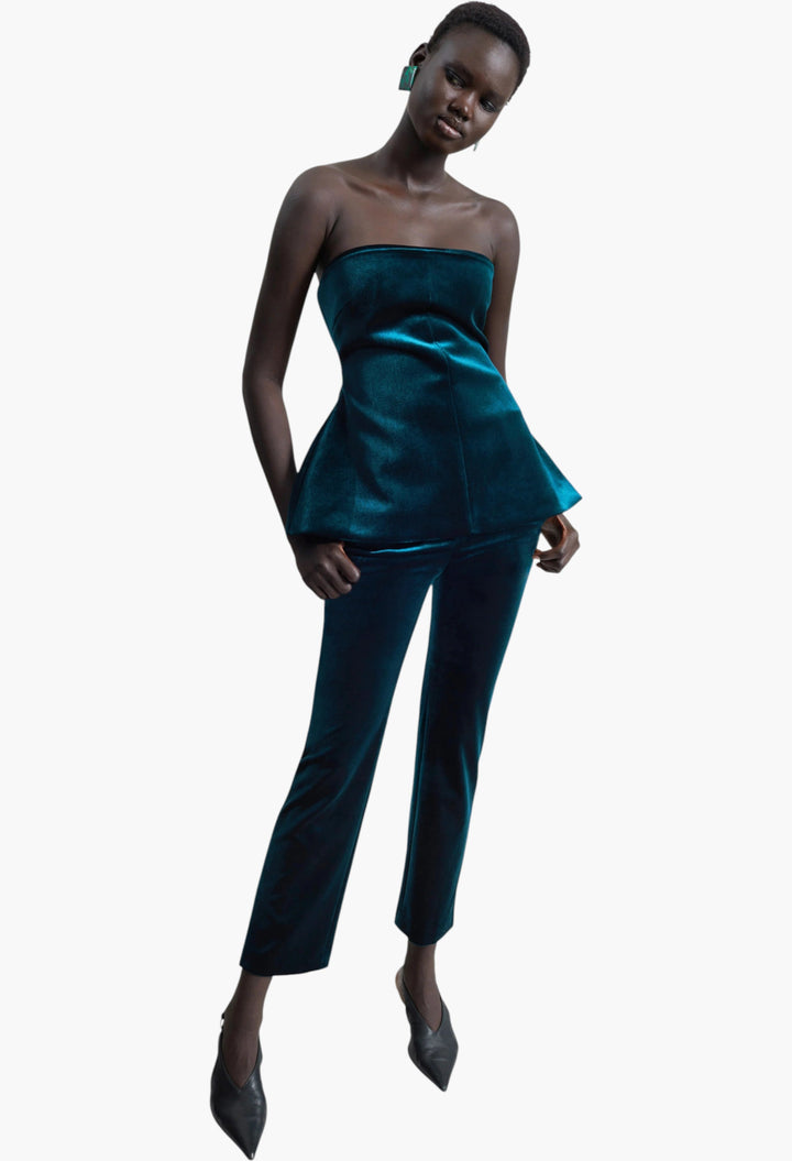 Laila Velvet Hourglass Bustier - Deep Green - GLAM MODA