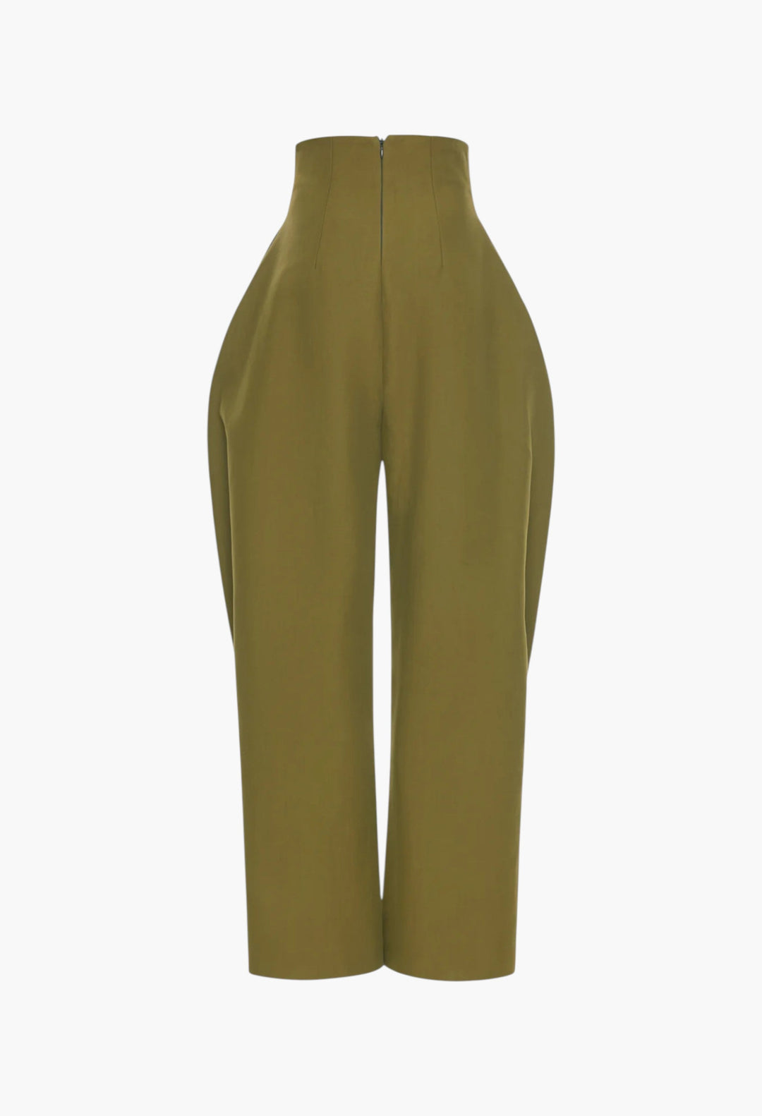 High Rise Rounded Pant Khaki Green - GLAM MODA