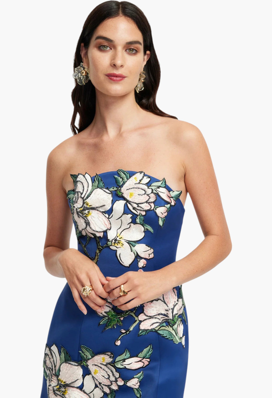 Appliqué Floral Bustier Mini Dress - GLAM MODA