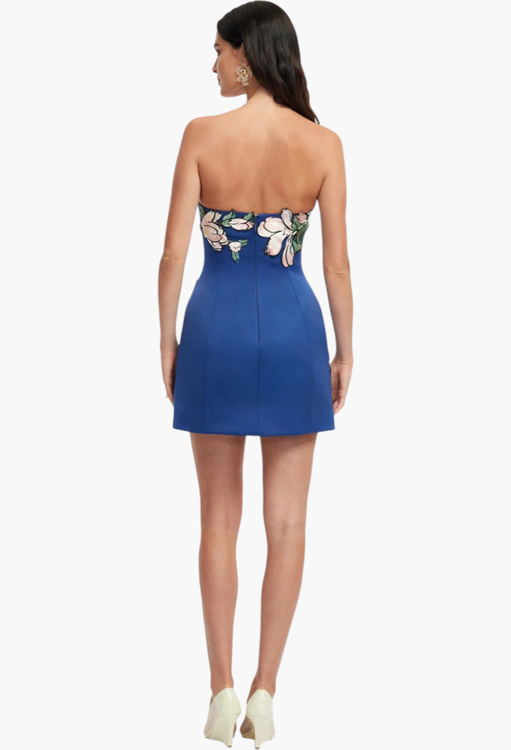 Appliqué Floral Bustier Mini Dress - GLAM MODA